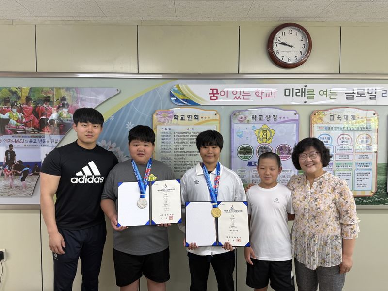 문경 호서남초교, 전국소년체전 씨름 금·은메달 쾌거