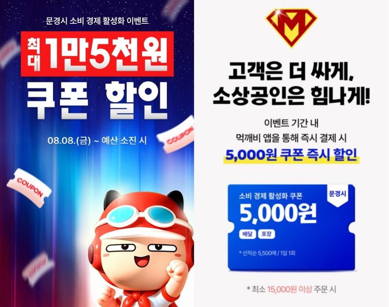 문경시 공공배달앱 ‘먹깨비’, 5,000원 쿠폰 이벤트
