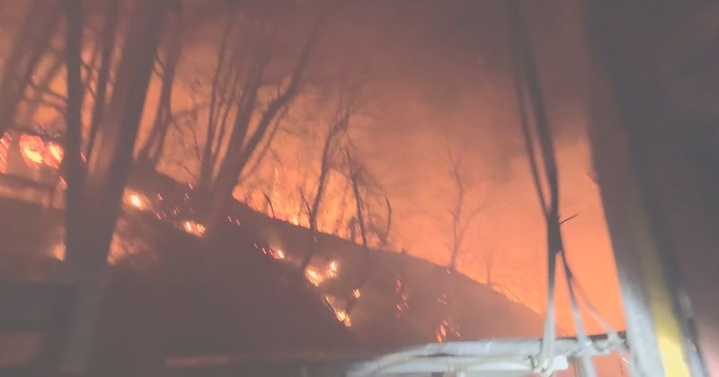 문경 톱밥공장 화재, 야산 확산 막아