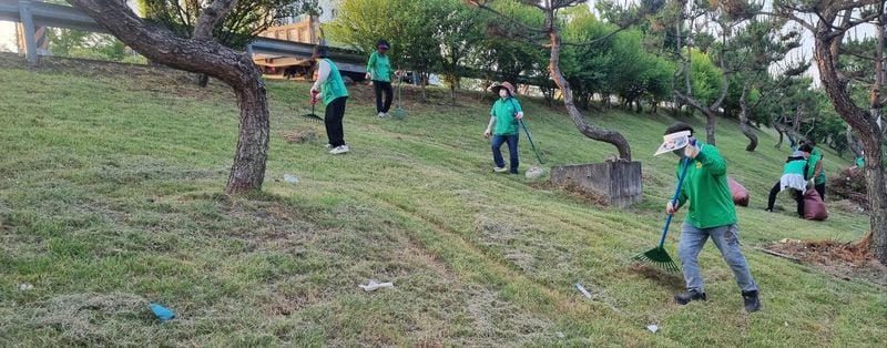 점촌5동 새마을회, 간선도로 중앙분리대 풀 베