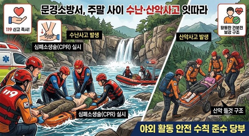 문경소방서, 주말 사이 수난·산악사고 잇따라