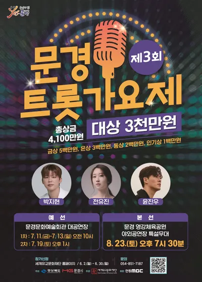 우승 상금 3000만원.... 제3회 문경트롯가요제 예선접수